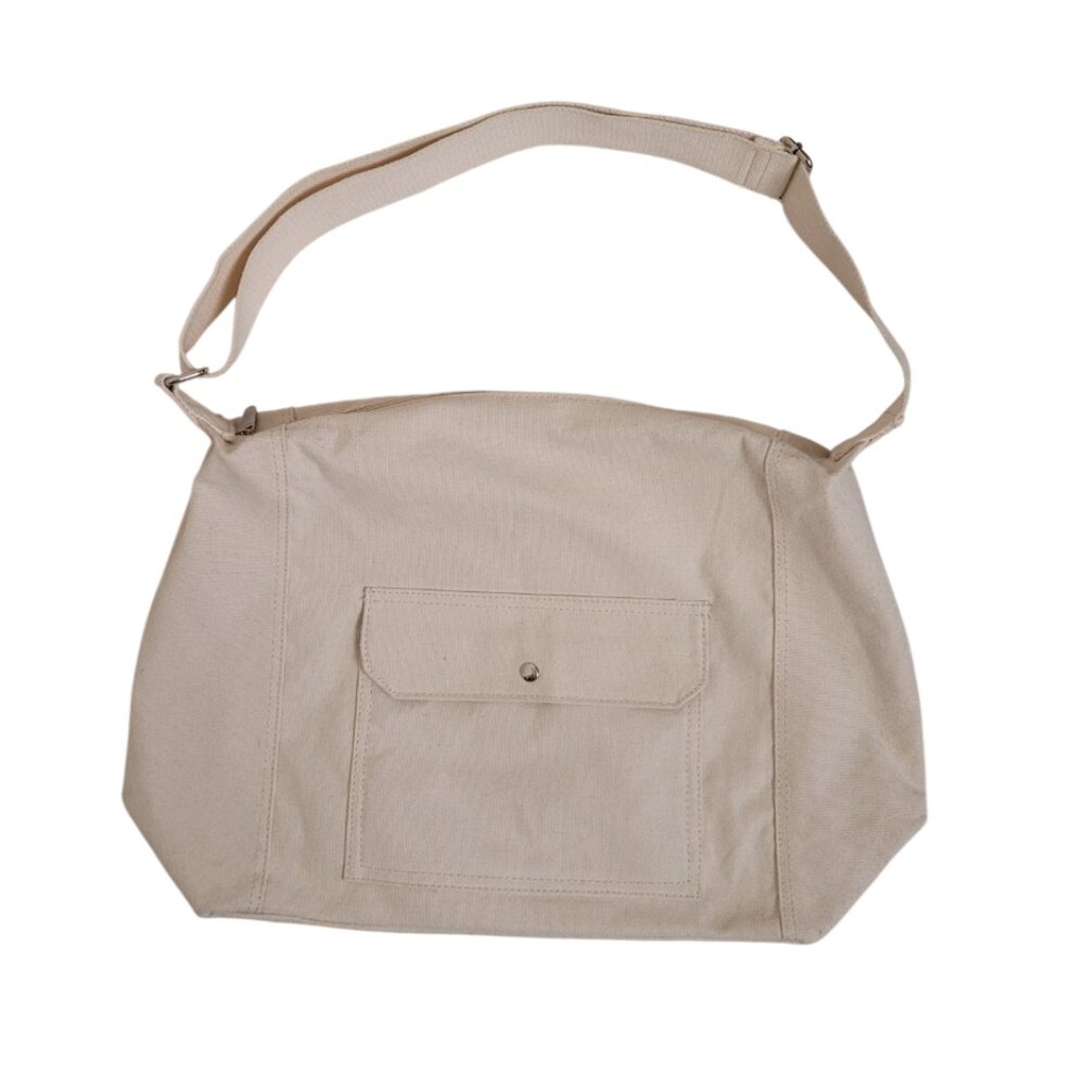 Cotton Canvas Zippered Tote Bag Crossbody Adjustable Strap